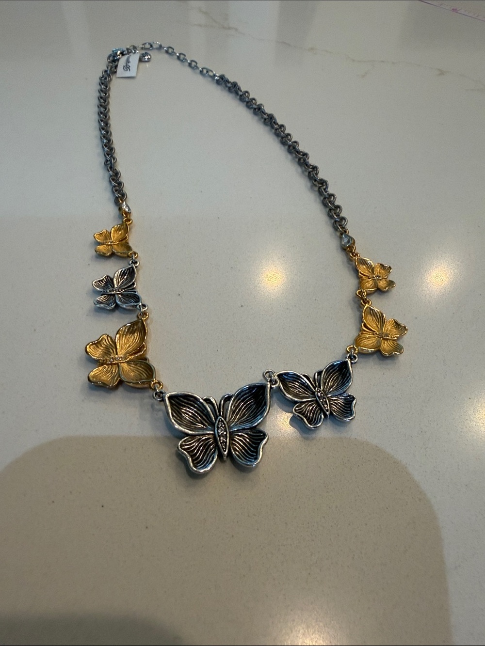 NWT Everbloom Flutter Brighton Two-Tone Butterfly Necklace - Gold & Silver